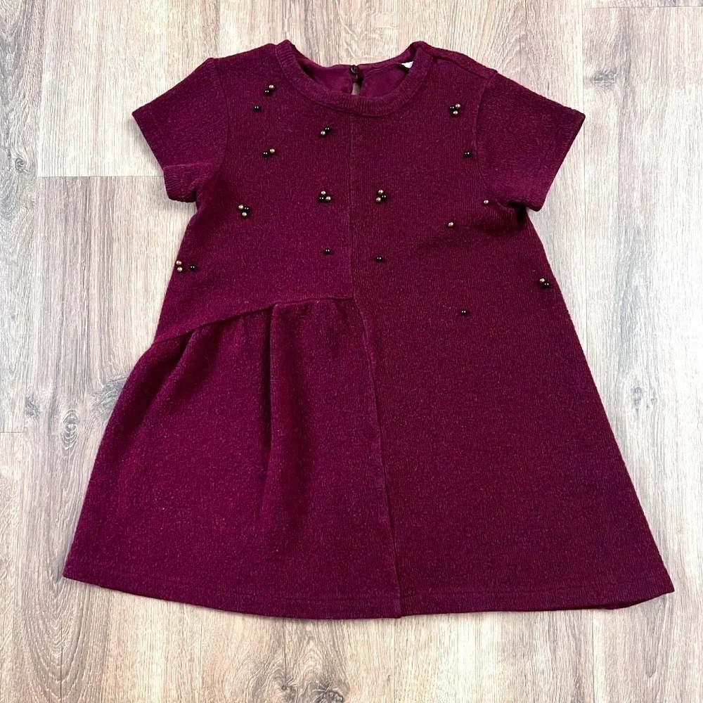 Zara Maroon Sweater Dress with Beads Sz S